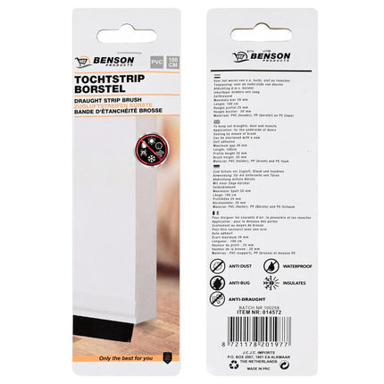 Benson Deur-Tochtstrip Borstel Wit 100 cm - Zelfklevend - Inkortbaar