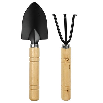 Benson Mini Tuingereedschap Set - 2-Delig - Houten Handvat - Hark & Schep