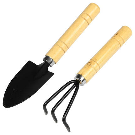 Benson Mini Tuingereedschap Set - 2-Delig - Houten Handvat - Hark & Schep