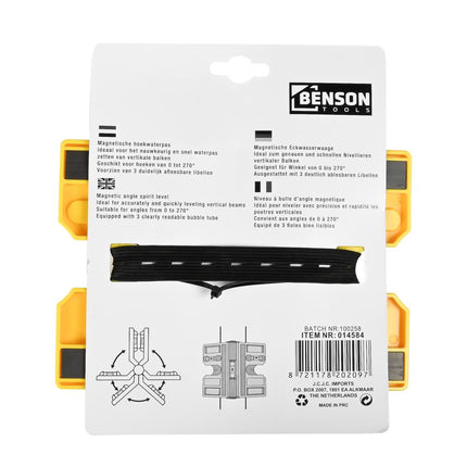 Benson Verstelbare Magnetische Hoekwaterpas - 0-270° - 3 Libellen