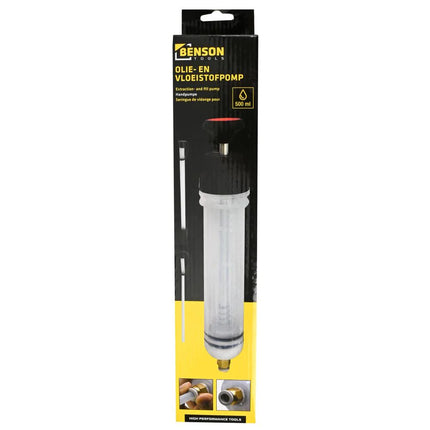 Benson Olie- en Vloeistofpomp - 500 ml - Spuit Model - Incl. Slangen