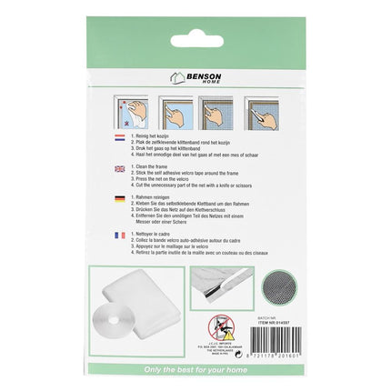 Benson Horrengaas voor Raam - 130 x 150 cm - Wit - Inclusief Klittenband