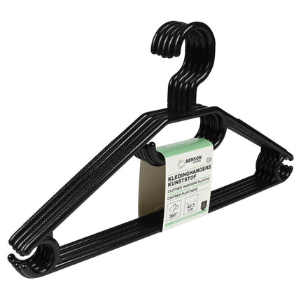 Benson Kunststof Kledinghangers - 5 Stuks - Zwart - 40,5 cm