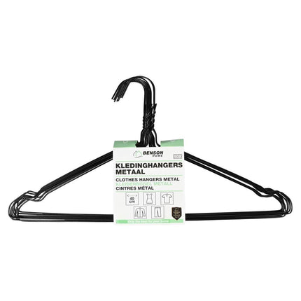 Benson Metalen Kledinghangers - Set van 10 - Zwart - 40 cm