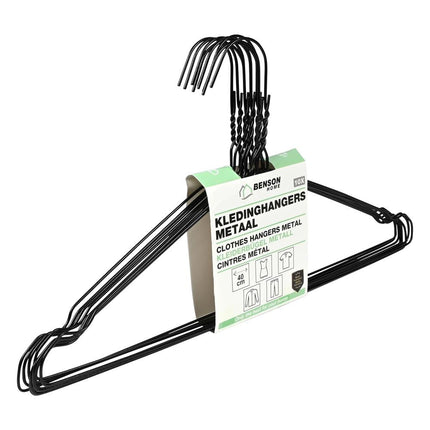 Benson Metalen Kledinghangers - Set van 10 - Zwart - 40 cm