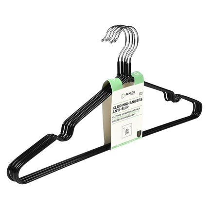 Benson Metalen Kledinghangers - Anti-slip Coating - Zwart - 5 stuks
