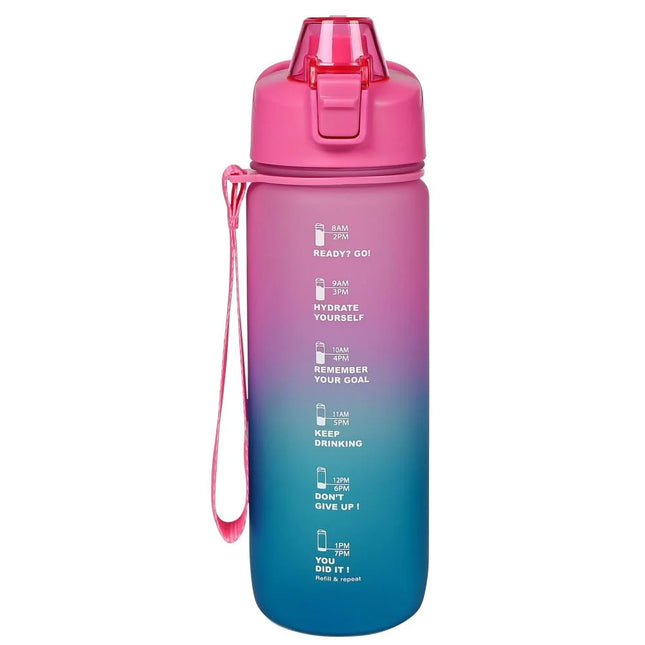 Benson Drinkfles 750 ml - Motivatie Markeringen & Fruitzeef - Blauw/Roze - BPA-vrij