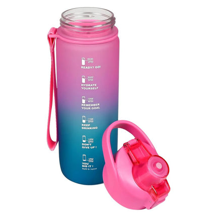 Benson Drinkfles 750 ml - Motivatie Markeringen & Fruitzeef - Blauw/Roze - BPA-vrij