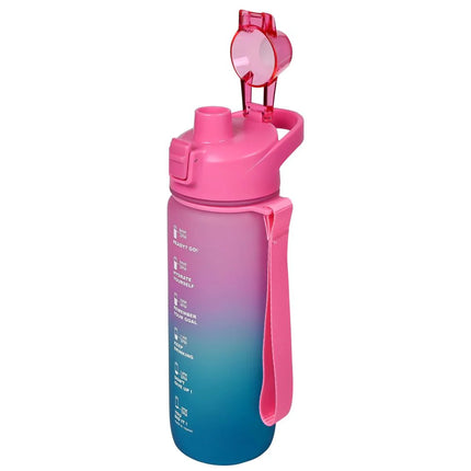 Benson Drinkfles 750 ml - Motivatie Markeringen & Fruitzeef - Blauw/Roze - BPA-vrij