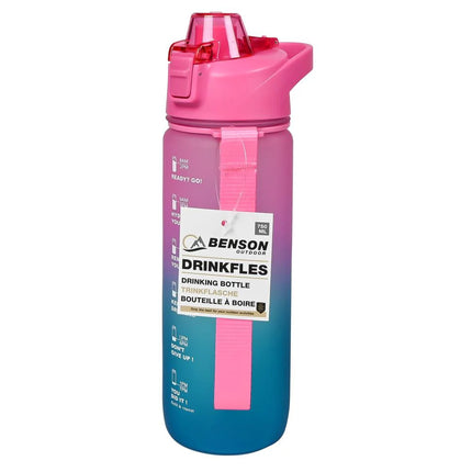 Benson Drinkfles 750 ml - Motivatie Markeringen & Fruitzeef - Blauw/Roze - BPA-vrij