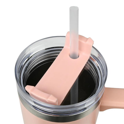 Benson Thermosbeker 900 ml - Roze - Inclusief Rietje - Geschikt voor Auto Bekerhouders