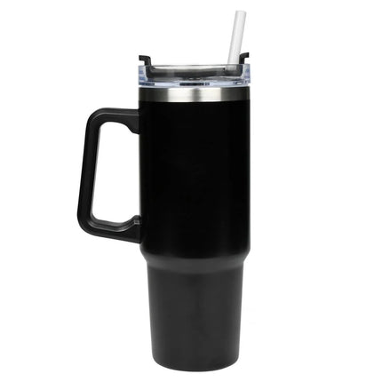 Benson Thermosbeker 900 ml - Zwart - Inclusief Rietje - Geschikt voor Auto Bekerhouders