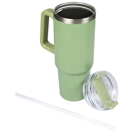 Benson Thermosbeker 900 ml - Groen - Inclusief Rietje - Geschikt voor Auto Bekerhouders