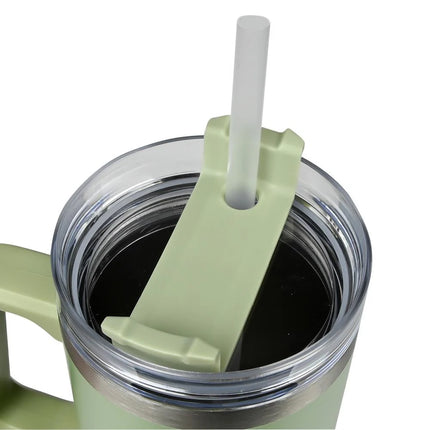 Benson Thermosbeker 900 ml - Groen - Inclusief Rietje - Geschikt voor Auto Bekerhouders