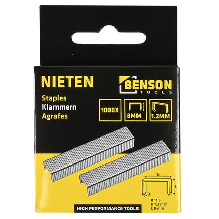 Benson Nieten - 8 mm x 1,2 mm - Heavy Duty - 1000 Stuks