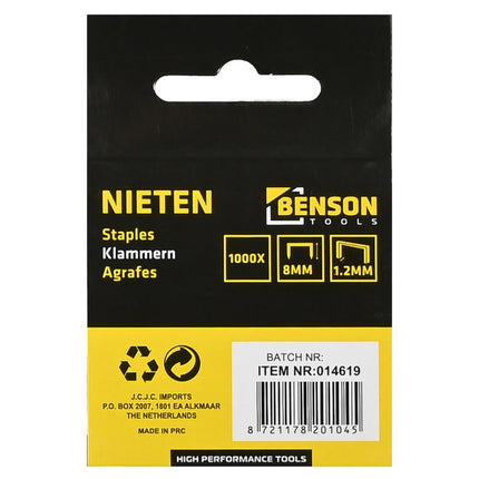 Benson Nieten - 8 mm x 1,2 mm - Heavy Duty - 1000 Stuks