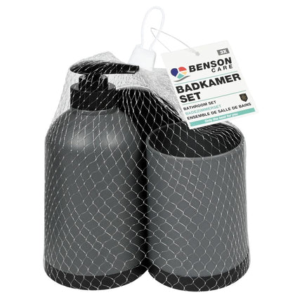 Benson Badkamerset - 3-delig - Grijs - Zeepdispenser, Bakje & Houder