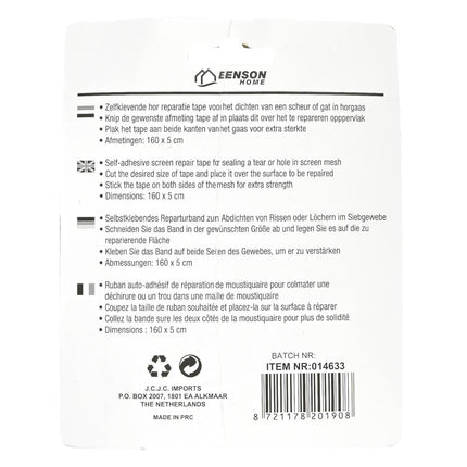 Benson Zelfklevende Hor Reparatietape - 160 x 5 cm - Zwart