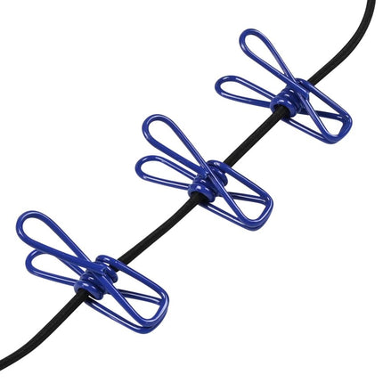 Benson Draagbare Elastische Waslijn - 1,9m tot 3,2m - Inclusief 12 Knijpers - Zwart/Blauw