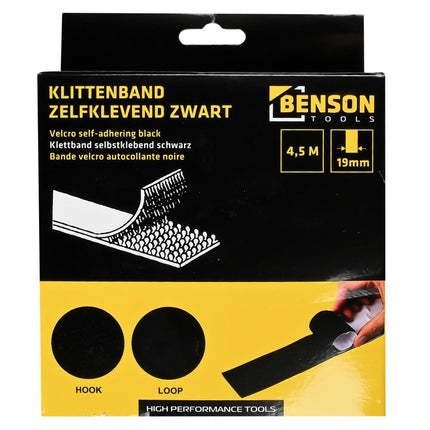 Benson Zelfklevend Klittenband Zwart 19 mm - 4,5 Meter