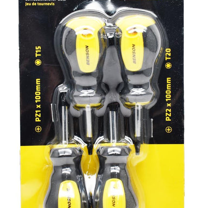 Benson Stubby Schroevendraaierset - 4-delig - Compact & Krachtig