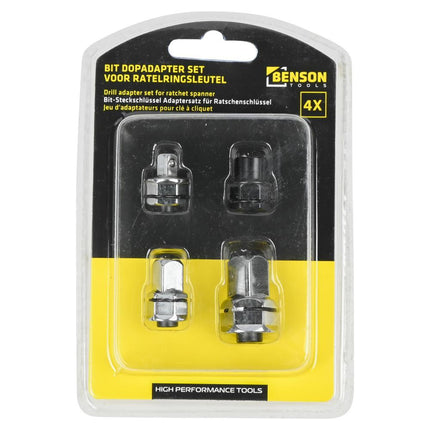 Benson Adapterset voor Ratelringsleutel - 4-delig - Quick-Release - Cr-V