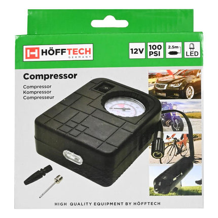 Hofftech Compacte 12V Compressor - 100 PSI - Voor Auto, Fiets & Sport
