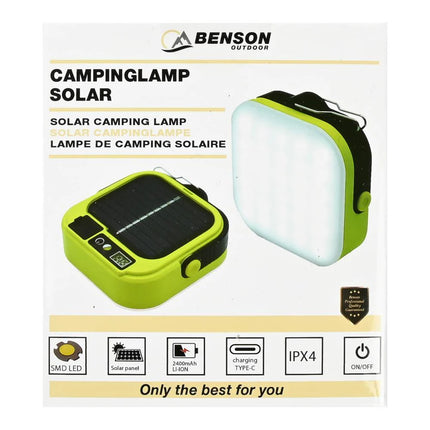 Benson Solar Campinglamp - 380 Lumen - Powerbank Functie - Warm & Koud Licht