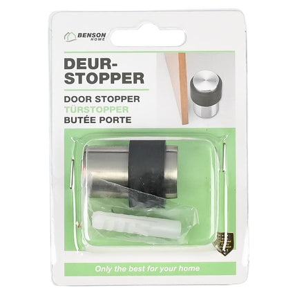 Benson Deurstopper Zilver - Ø30 x 40 mm - Zink met Nikkel Coating - Wandmontage