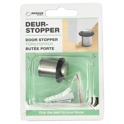 Benson Deurstopper Mini Zilver - Ø 26,5 x 27,5 mm - Zink met Nikkel Coating