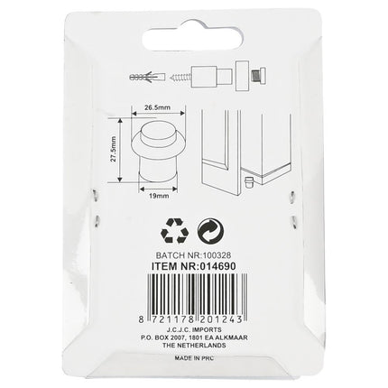 Benson Deurstopper Mini Zwart - Ø 26,5 x 27,5 mm - Zink met Poedercoating