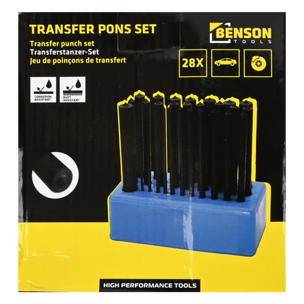 Benson Transfer Ponsset - 28-delig - Carbonstaal - Met Kunststof Standaard