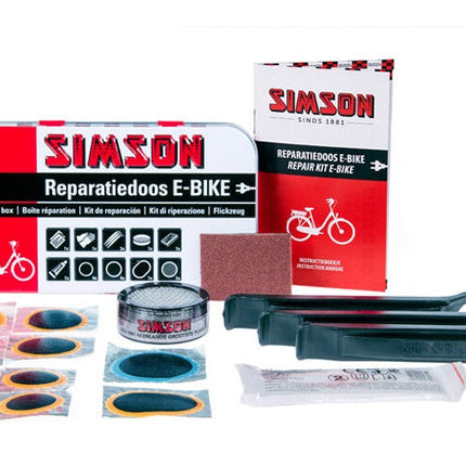 Simson Reparatiedoos E-bike - Complete Bandenplakset - Inclusief Handschoenen & Velgbeschermende Bandenlichters