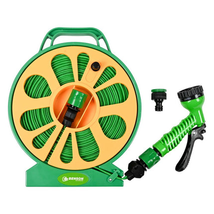 Benson Compacte Tuinslangset - 15 Meter - Inclusief Haspel & 7-Standen Sproeikop