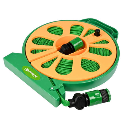 Benson Compacte Tuinslangset - 15 Meter - Inclusief Haspel & 7-Standen Sproeikop