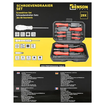 Benson Schroevendraaierset in Opbergbox - 29-delig - Inclusief Precisietools