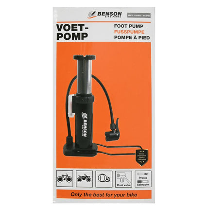 Benson Compacte Voetpomp - Universele Ventielen - Max. 6 Bar - Lichtgewicht