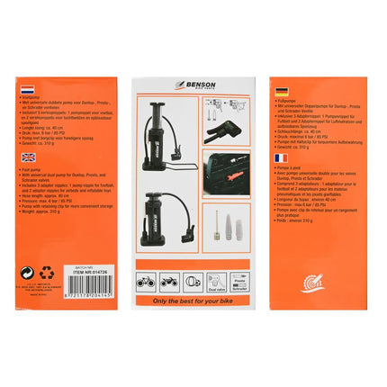Benson Compacte Voetpomp - Universele Ventielen - Max. 6 Bar - Lichtgewicht