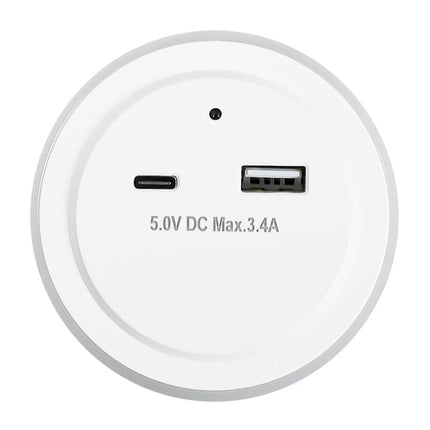Benson Nachtlamp met USB-A & USB-C - 17 Watt - Dag/Nacht Sensor - Wit