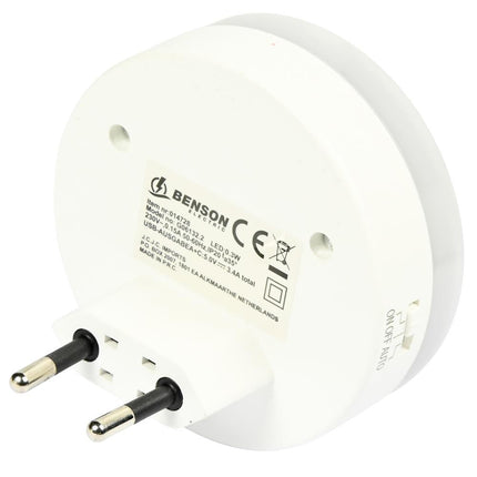 Benson Nachtlamp met USB-A & USB-C - 17 Watt - Dag/Nacht Sensor - Wit