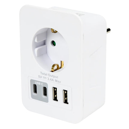 Benson Stopcontact met 2 USB-A en 2 USB-C Poorten - Kinderbeveiliging - Telefoon Dock