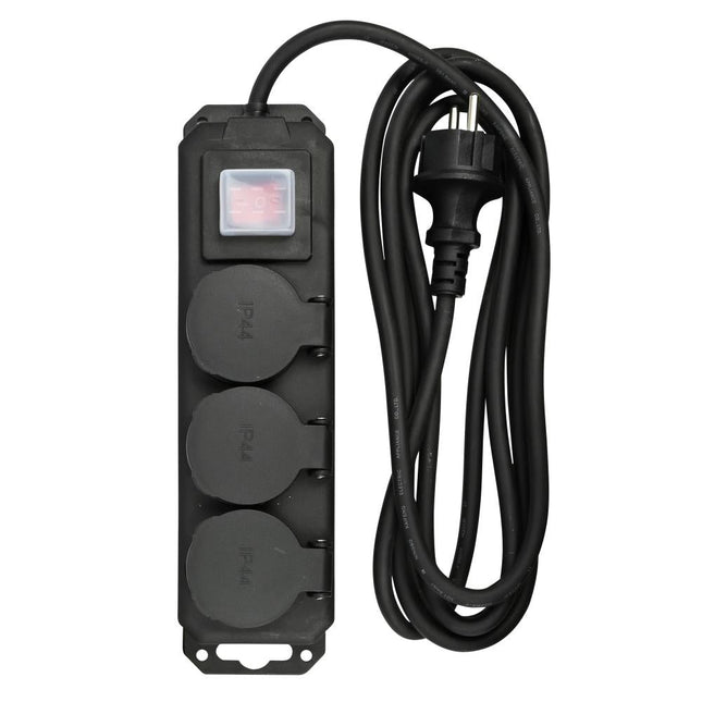Benson Spatwaterdichte Stekkerdoos – 3-voudig – 3 meter – Schakelaar – IP44