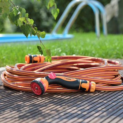 Rehau Tuinslangset - 25 Meter - Compleet met 7-Standen Spuitpistool - Oranje/Rood