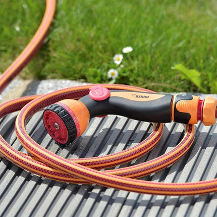 Rehau Tuinslangset - 25 Meter - Compleet met 7-Standen Spuitpistool - Oranje/Rood