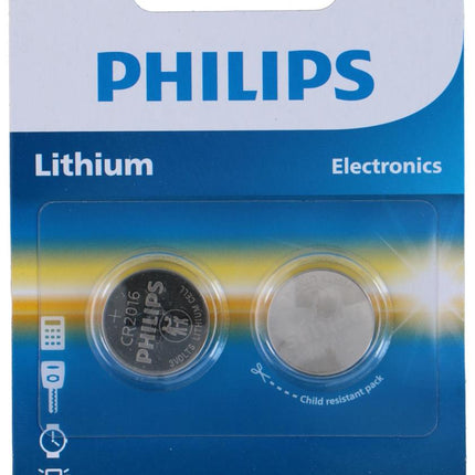 Philips Knoopcelbatterijen - CR2016 - Lithium - 3V - 2 stuks