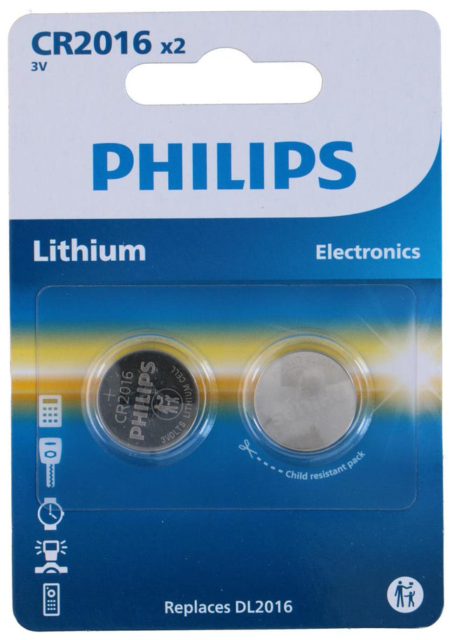 Philips Knoopcelbatterijen - CR2016 - Lithium - 3V - 2 stuks