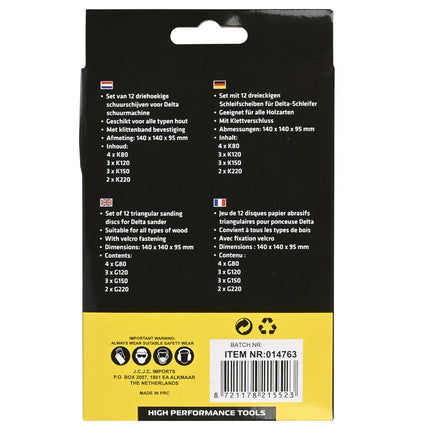 Benson Driehoek Schuurschijven – 140 x 95 mm – 12-delig – K80/120/150/220