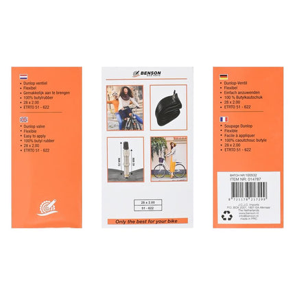 Benson Binnenband 28" - 100% Butyl - 50-622 (28 x 2.00) - Duurzaam & Luchtdicht