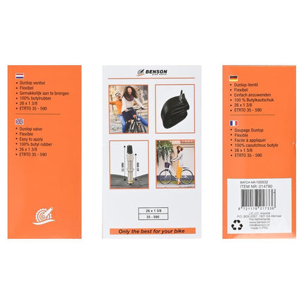 Benson Binnenband 26" - 100% Butyl - 26 x 1-3/8 - Duurzaam & Luchtdicht