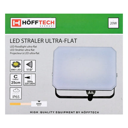 Hofftech LED Straler Ultra Flat - 20W - 2000 Lumen - IP65 - 6000K
